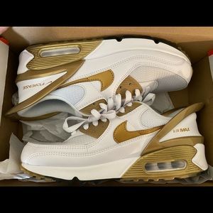 White and Gold Nike Flyease